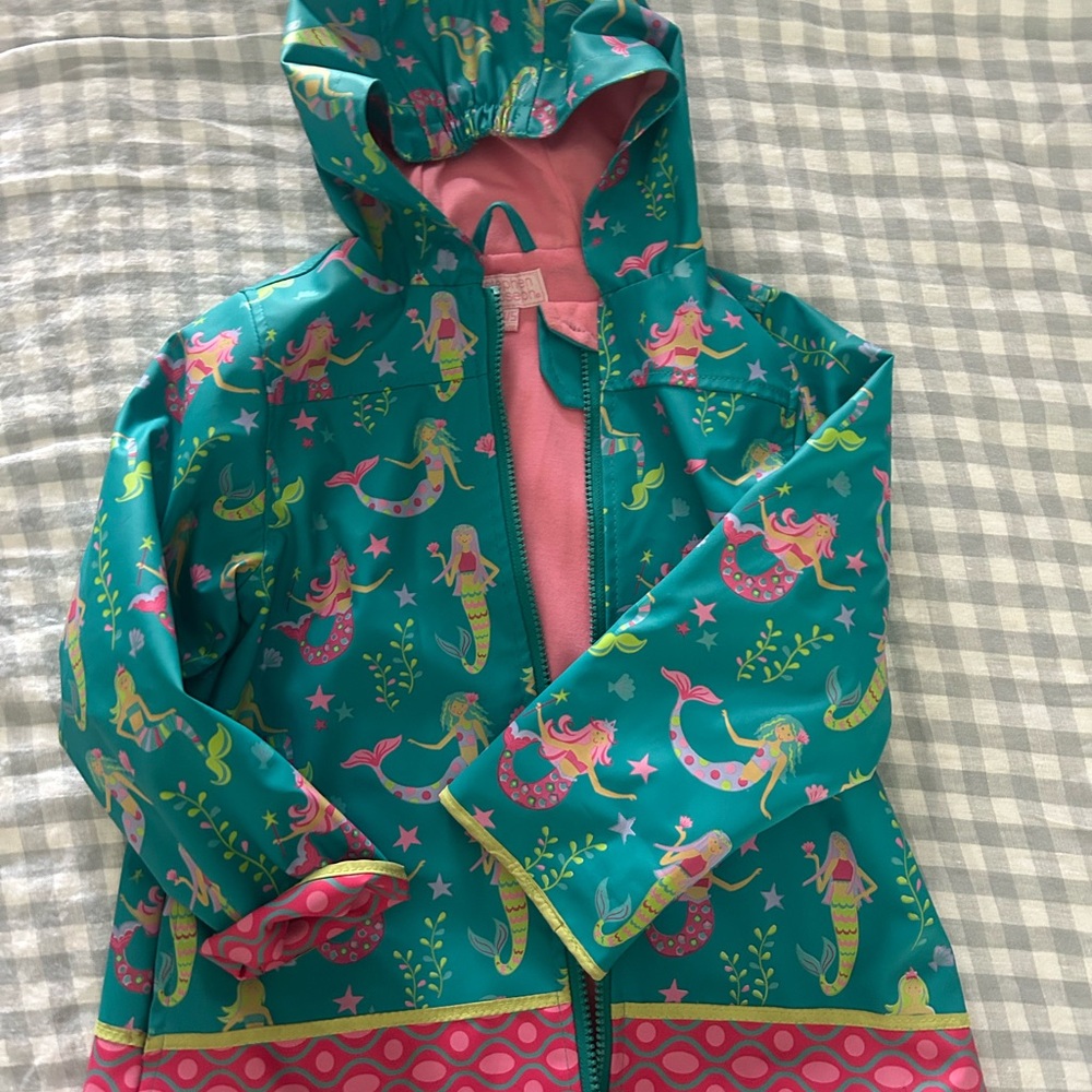 Mermaid Print Hooded Raincoat